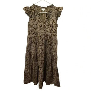J.Crew Animal Print Poplin Tiered Dress Size Small